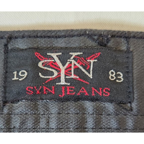 SYN Jeans Mens 44x32 Straight Leg Dark Black Denim Button Pockets 312-322 19F - Picture 12 of 13
